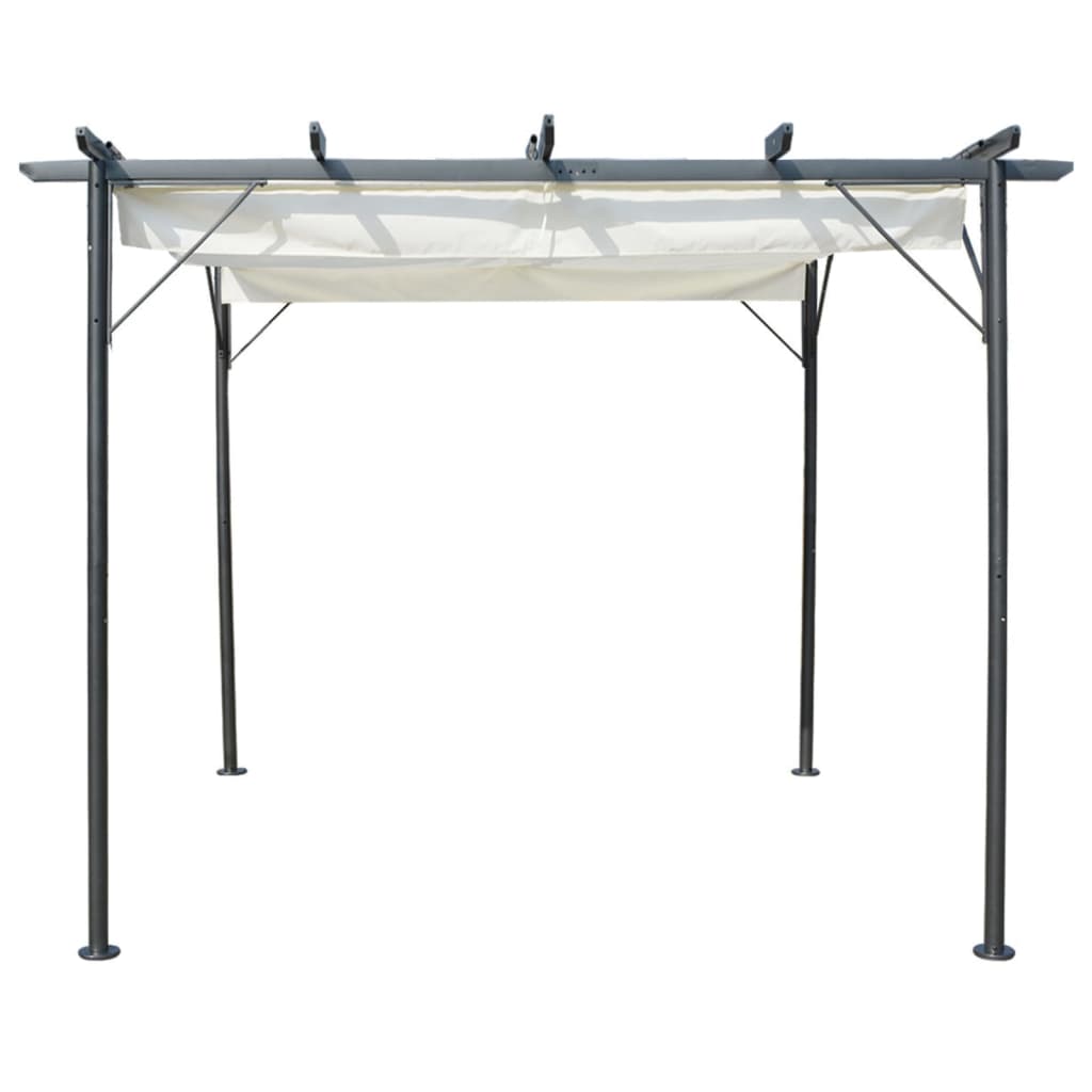 Vidaxl Pergola with extendable roof 3x3 m steel cream white