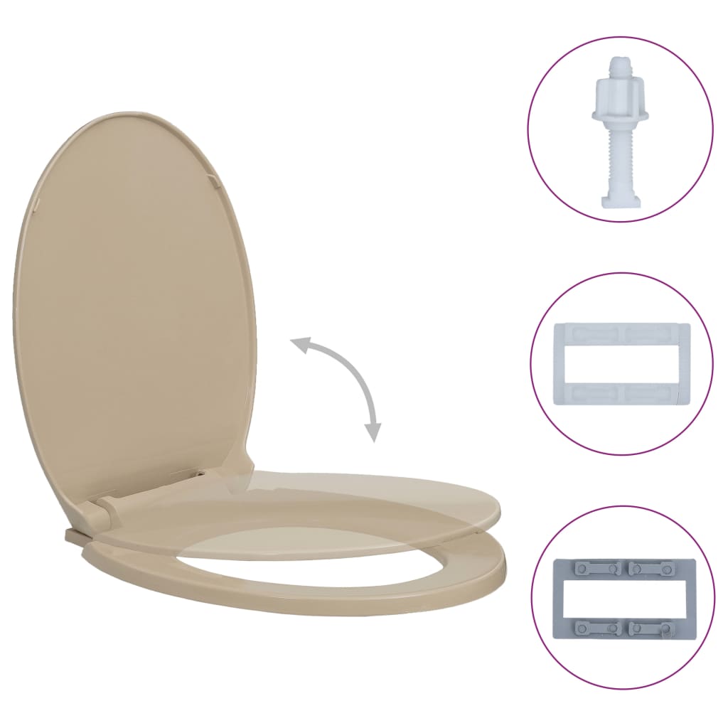 Vidaxl Toilettensitz Soft-Close Oval Beige