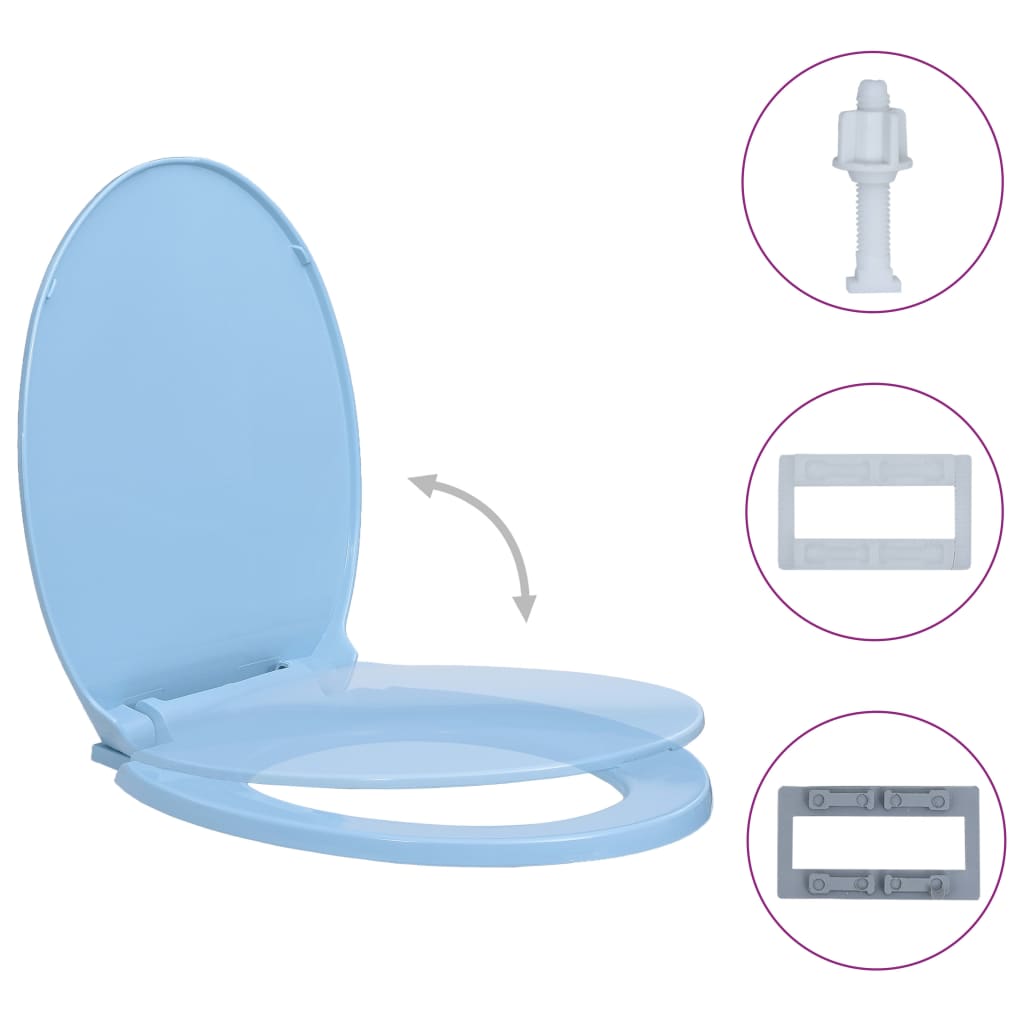 Vidaxl toilet seat soft-close oval blue