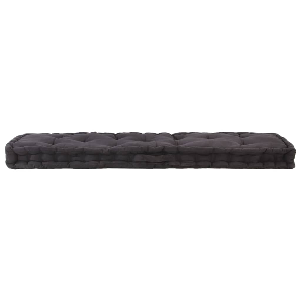 Coussin de plancher de palette vidaxl 120x40x7 cm en coton noir