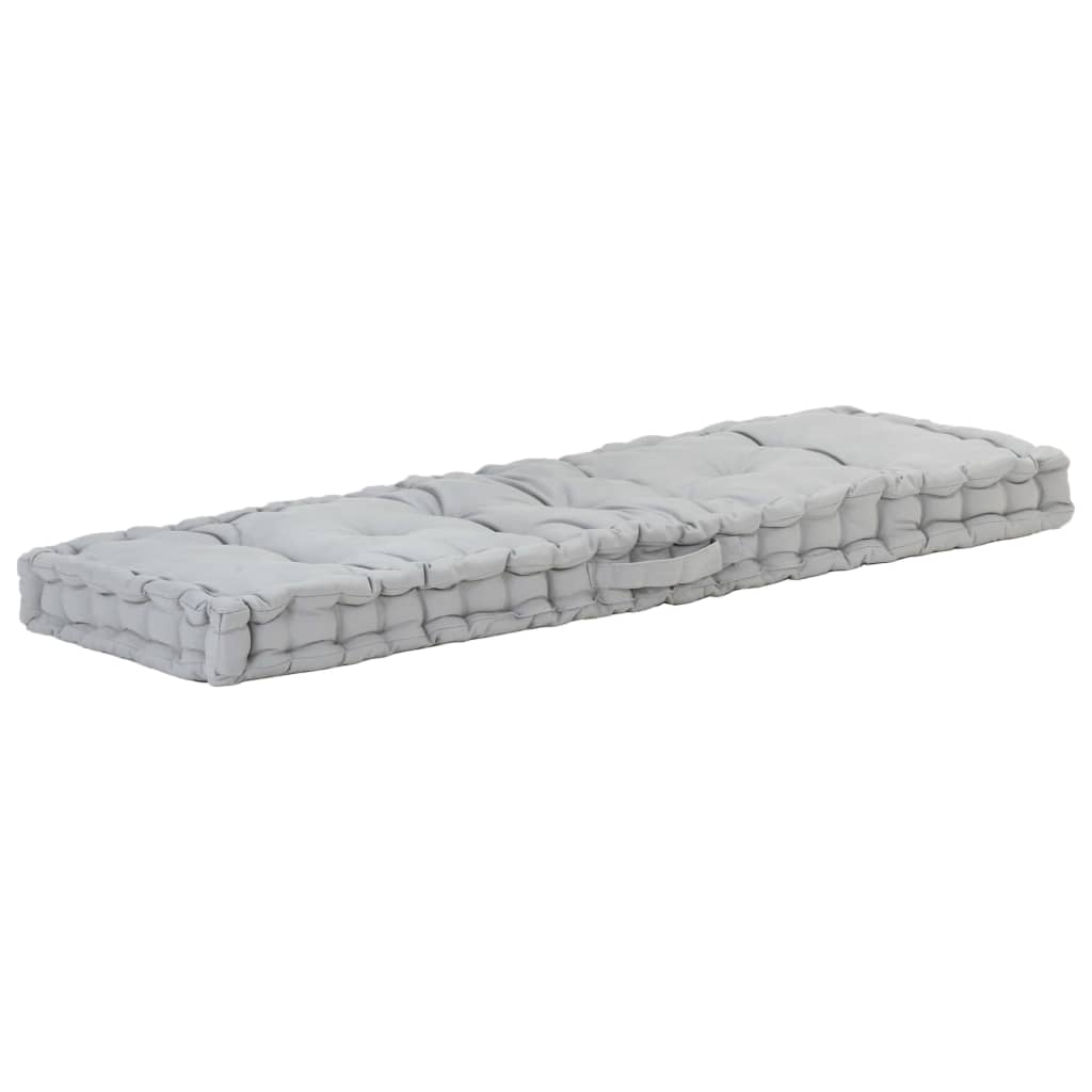 Cuscino per pavimento del pallet Vidaxl 120x40x7 cm di cotone grigio