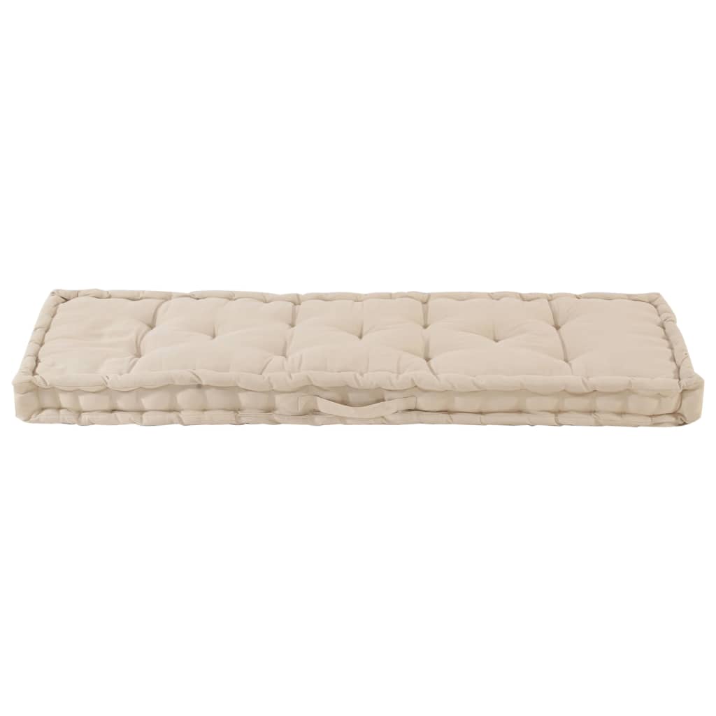 Cuscino per pavimento del pallet Vidaxl 120x40x7 cm di cotone beige