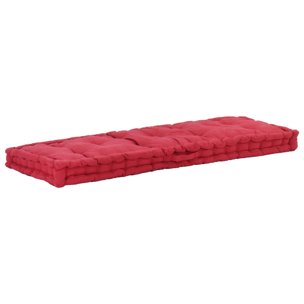 Vidaxl Pallet Floor Cushion 120x40x7 CM Algodón Borgoña Rojo