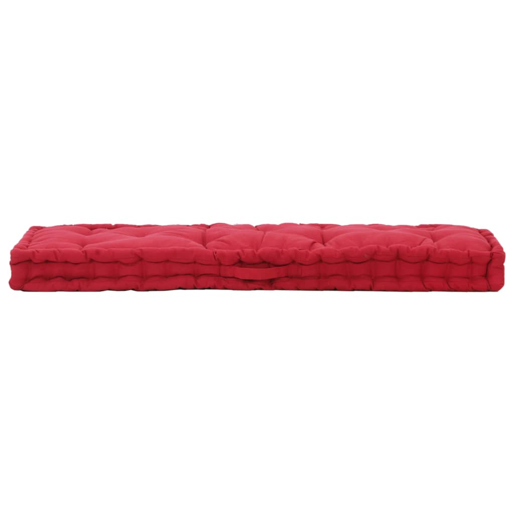 Cuscino per pavimento del pallet Vidaxl 120x40x7 cm di cotone borgogna rosso