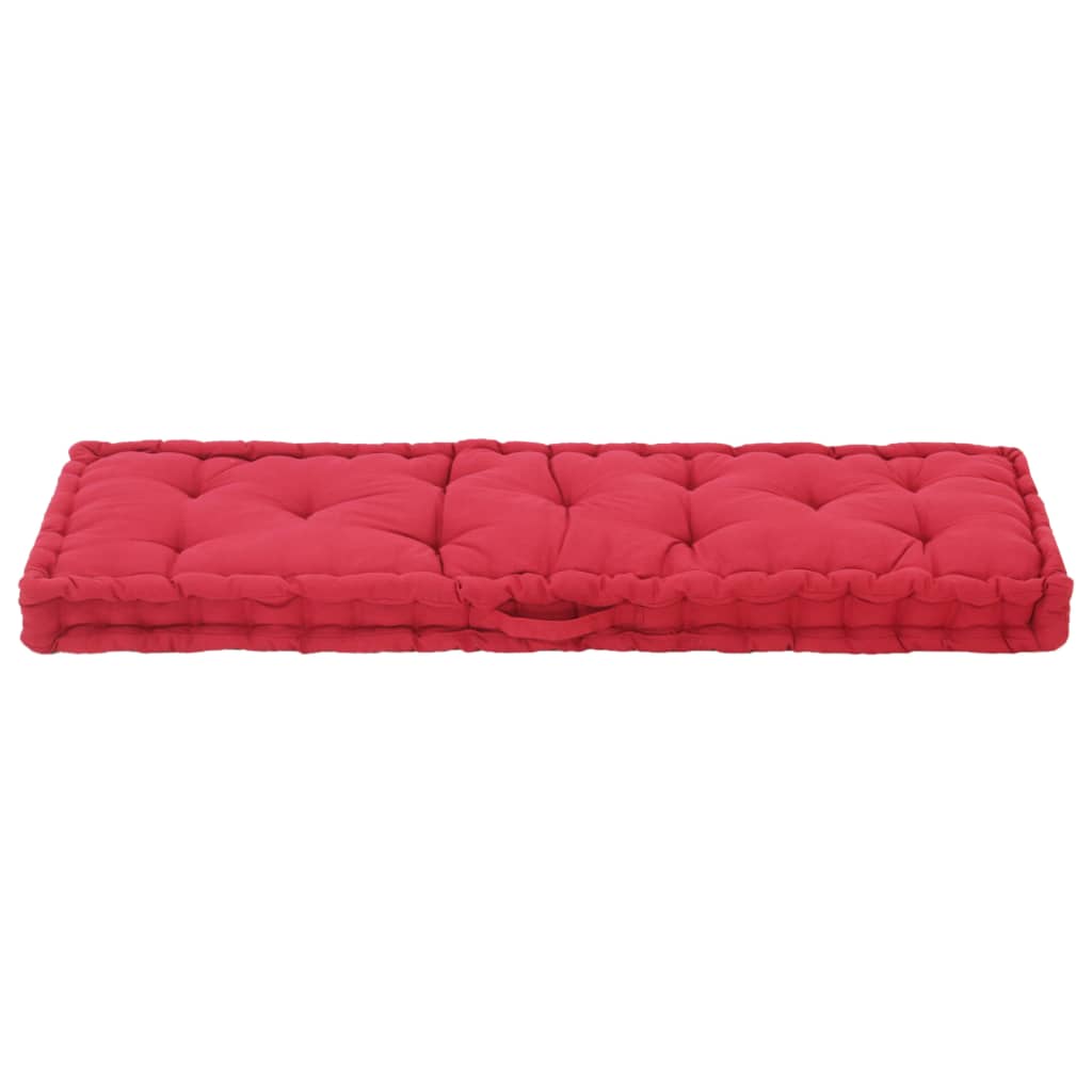 Cuscino per pavimento del pallet Vidaxl 120x40x7 cm di cotone borgogna rosso