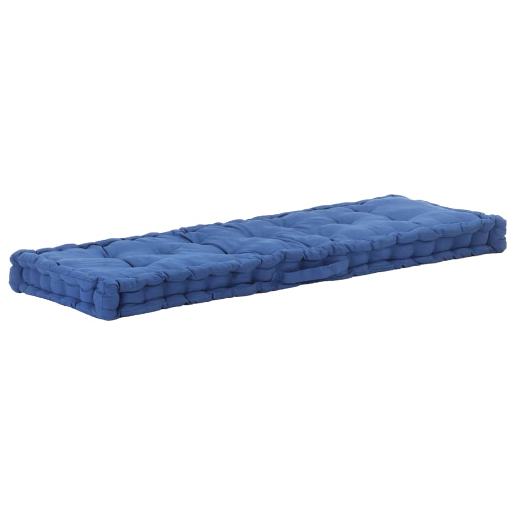 Cuscino del pavimento del pallet Vidaxl 120x40x7 cm di cotone azzurro