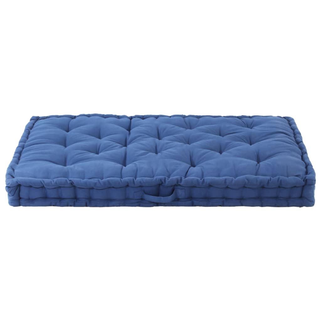 Cuscino del pavimento del pallet Vidaxl 120x80x10 cm di cotone azzurro