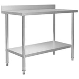 Vidaxl Kitchenwork table with splash screen 120x60x93 cm Stainless steel