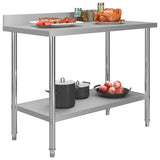 Vidaxl tavolo da cucina con schermata spruzzata 120x60x93 cm in acciaio inossidabile