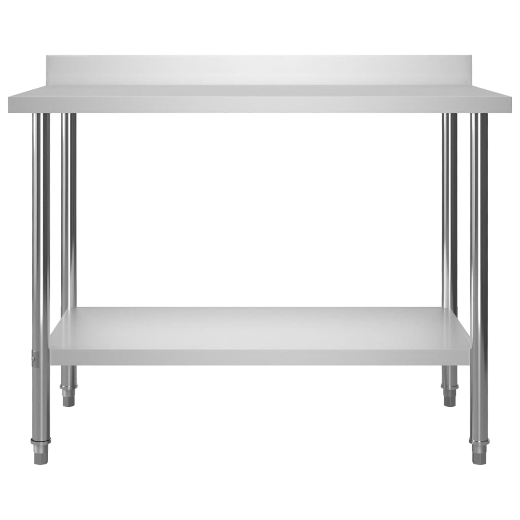 Vidaxl Kitchenwork table with splash screen 120x60x93 cm Stainless steel