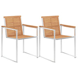 Vidaxl tuinstoelen 2 st massief teakhout en roestvrij staal