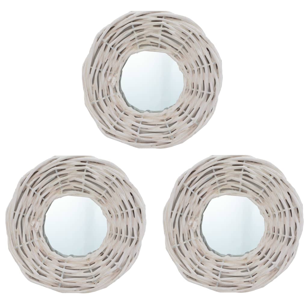 Vidaxl Mirrors 3 St 15 cm Wicker White