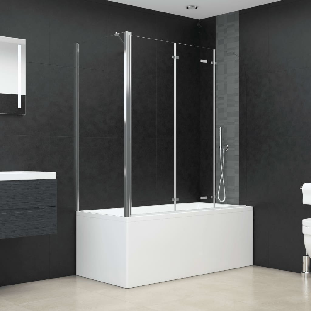 VidaXL Bath wall 120x69x130 cm hardened glass transparent