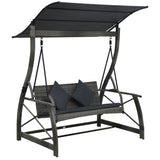 VidaXL Swing Bank 3-seater with roof Poly Rattan Gray