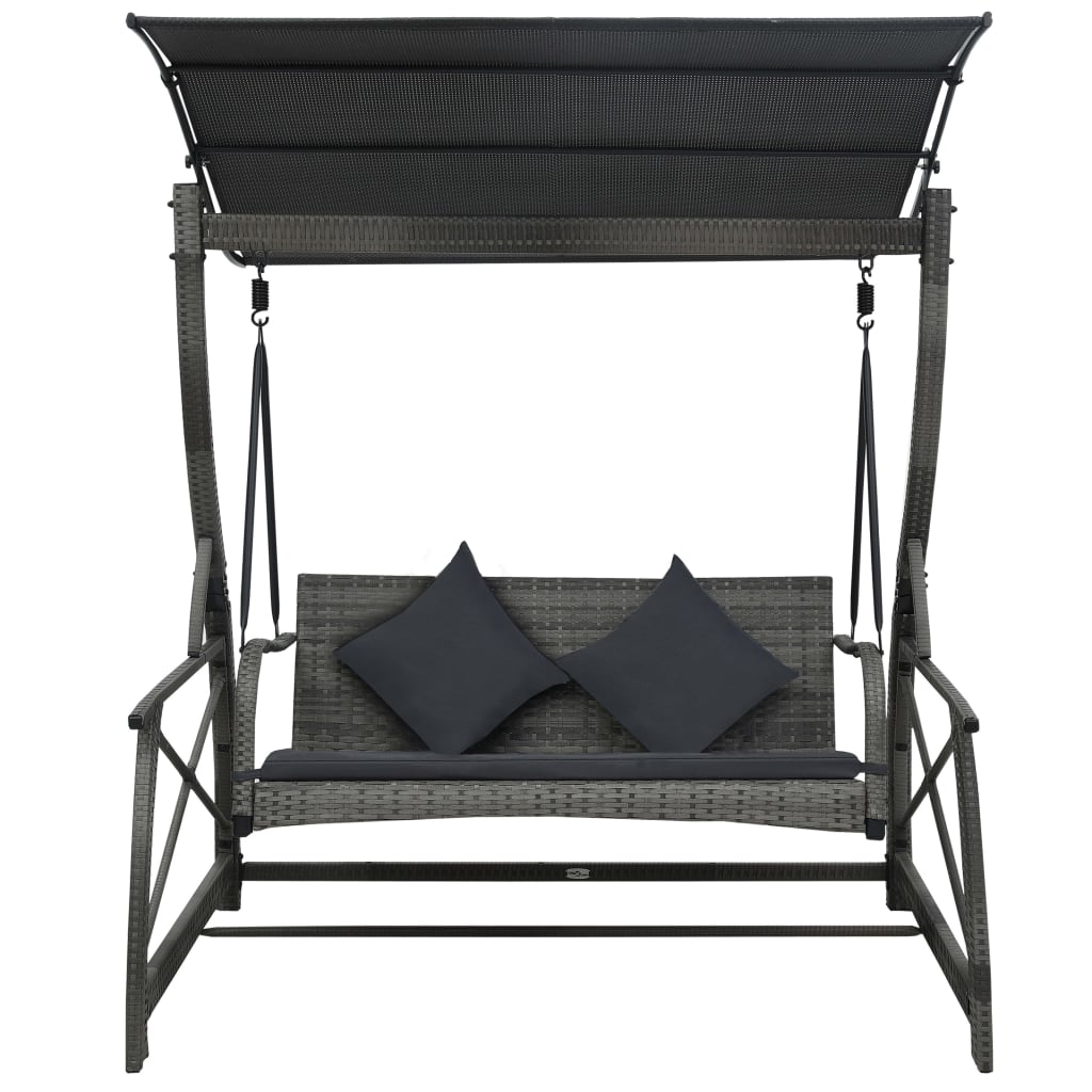 VidaXL Swing Bank 3-seater with roof Poly Rattan Gray