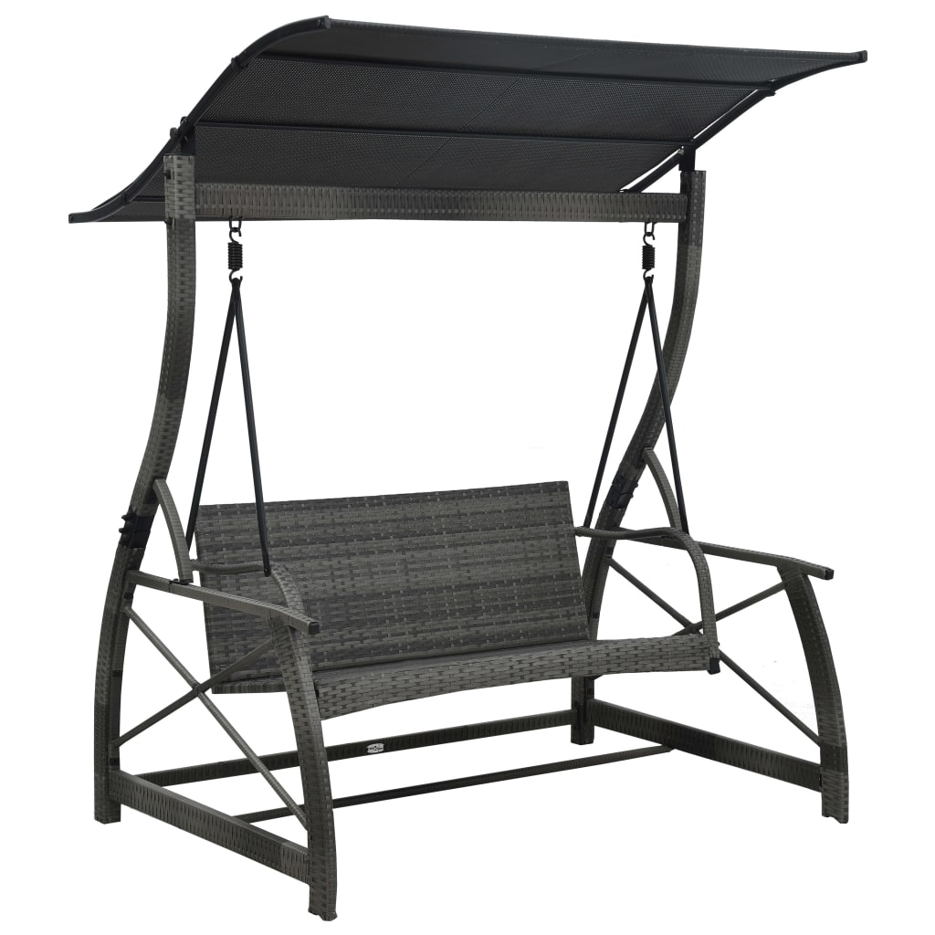 VidaXL Swing Bank 3-seater with roof Poly Rattan Gray