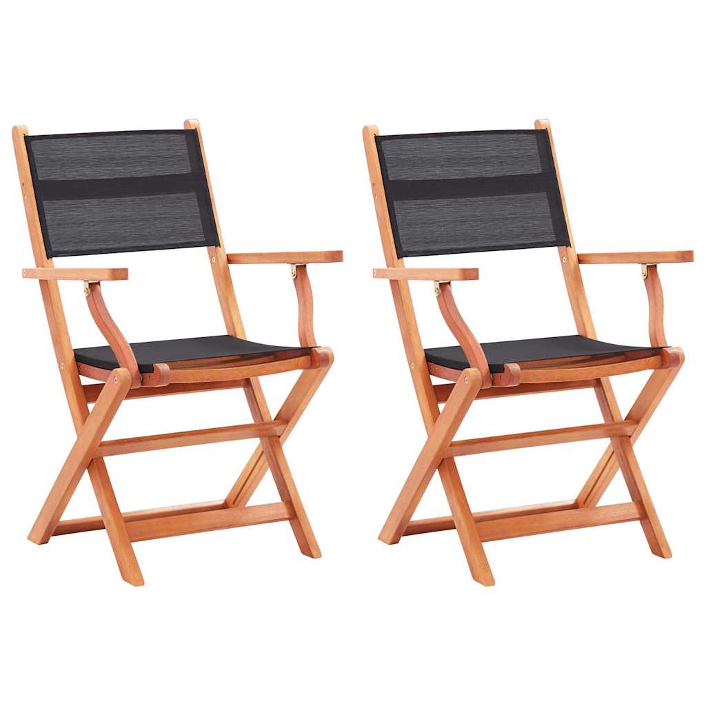 Vidaxl tuinstoelen inklapbaar 2 st eucalyptushout en textileen zwart