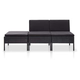 Vidaxl 3-delige loungeset met kussens poly rattan zwart
