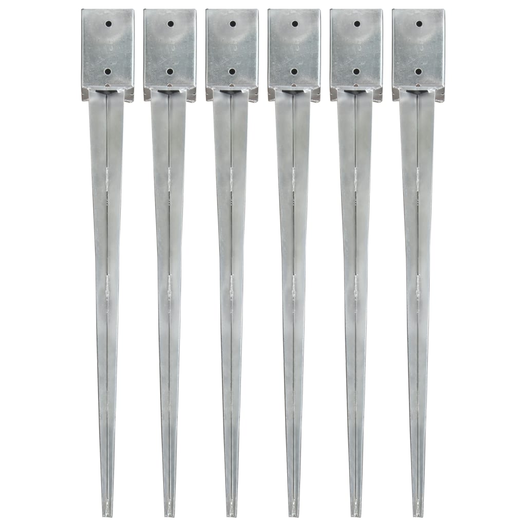 Vidaxl ground pins 6 pcs 9x9x90 cm galvanized steel silver colored