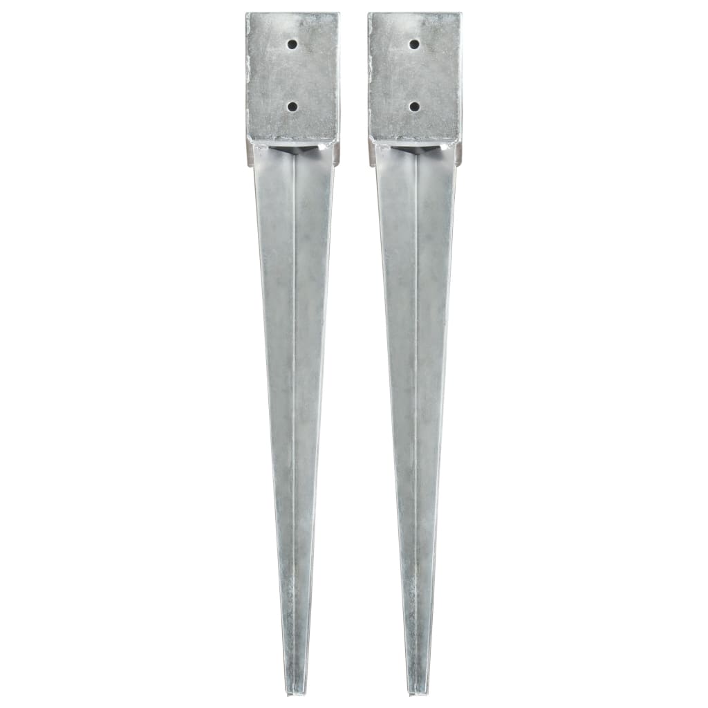 Vidaxl ground pins 2 pcs 10x10x76 cm galvanized steel silver colored