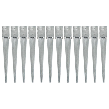 Vidaxx piquets de sol 12 pcs 10x10x76 cm acier galvanisé couleur argent