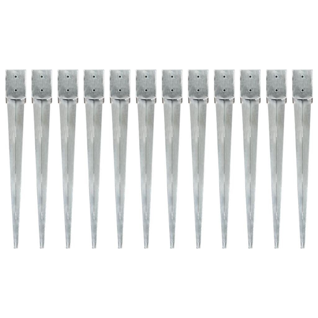 Vidaxl Ground pins 12 pcs 10x10x91 cm galvanized steel silver colored