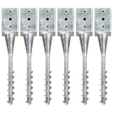 Pinses de sol vidaxl 6 pcs 9x9x56 cm en acier galvanisé en acier argent coloré