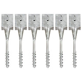 Pinses de sol vidaxl 6 pcs 12x12x56 cm en acier galvanisé de couleur argentée