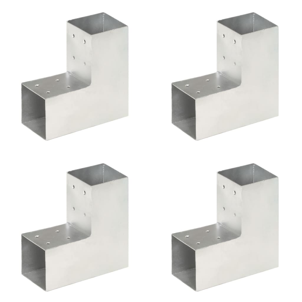 Vidaxl connexions de poteaux 4 pcs en forme de L 81x81 mm métal galvanisé
