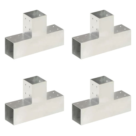 Vidaxl connexions de poteaux 4 pcs en forme de T 81x81 mm métal galvanisé