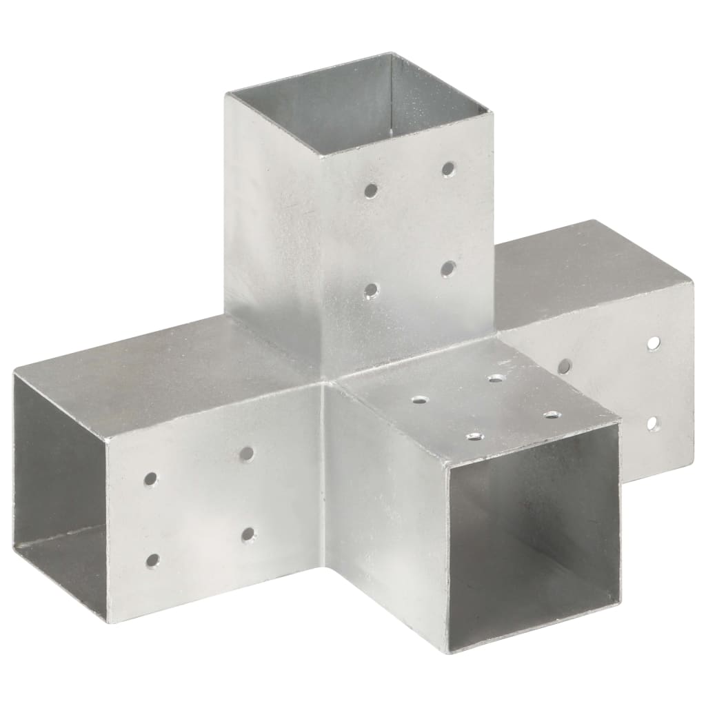 Vidaxl-Pfahlverbindungen 4 PC-Form 81 x 81 mm verzinktes Metall