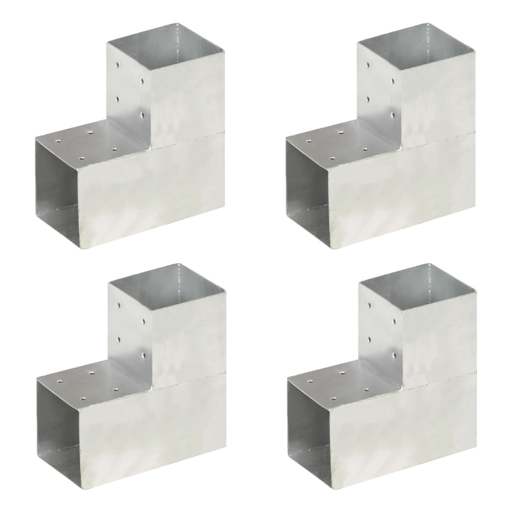 Vidaxl connexions de poteaux 4 pcs en forme de L 101x101 mm métal galvanisé