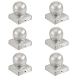 Vidaxl capuchons de poteau 6 pcs boule 71x71 mm métal galvanisé
