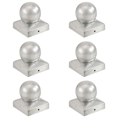 Vidaxl capuchons de poteau 6 pcs boule 71x71 mm métal galvanisé