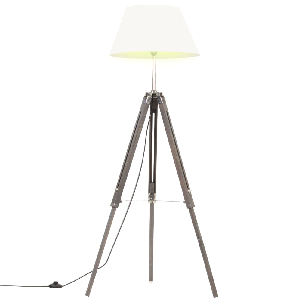 Vidaxl Floonal Lamp driepoot 141 cm pevný teak šedá a bílá