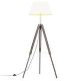 Vidaxl Buedem lamp dripoot 141 cm zolitt Tréine gro a wäiss