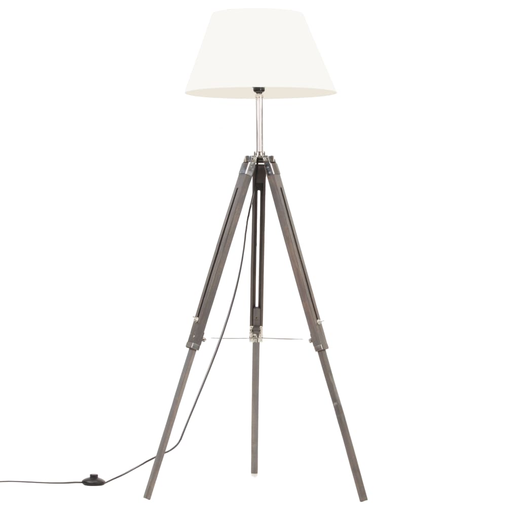 Lampa podłogowa vidaxl Driepoot 141 cm Solid Teak Grey and White