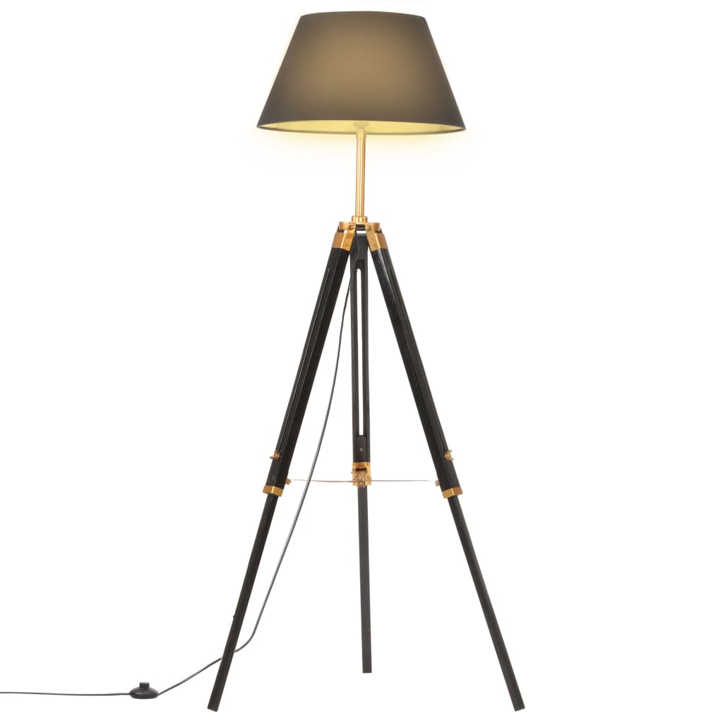 Lampa podłogowa vidaxl Driepoot 141 cm Solid Teak Black and Gold w kolorze