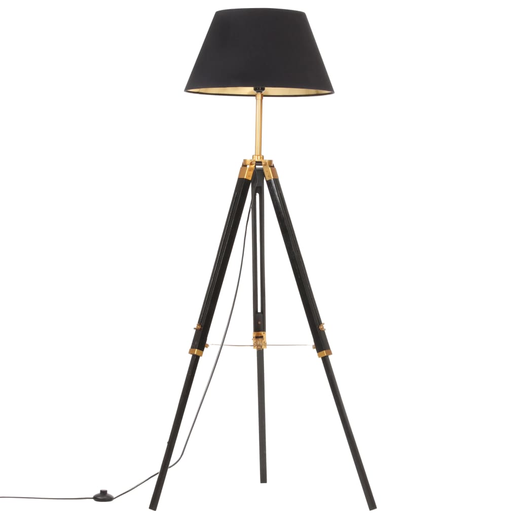 Lampa podłogowa vidaxl Driepoot 141 cm Solid Teak Black and Gold w kolorze