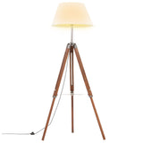 Vidaxl vloerlamp driepoot 141 cm massief teakhout honingbruin en wit