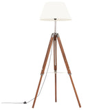 Vidaxl golvlampa driepoot 141 cm fast teak honungbrun och vit