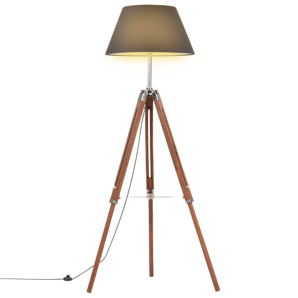 Vidaxl gulvlampe Driepoot 141 cm Solid teak honningbrun og svart