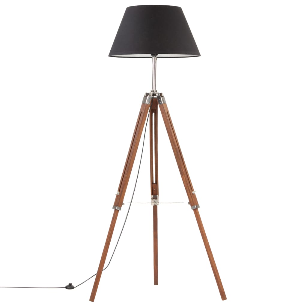 Vidaxl golvlampa driepoot 141 cm solid teak honungbrun och svart