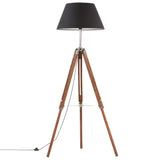 Vidaxl golvlampa driepoot 141 cm solid teak honungbrun och svart