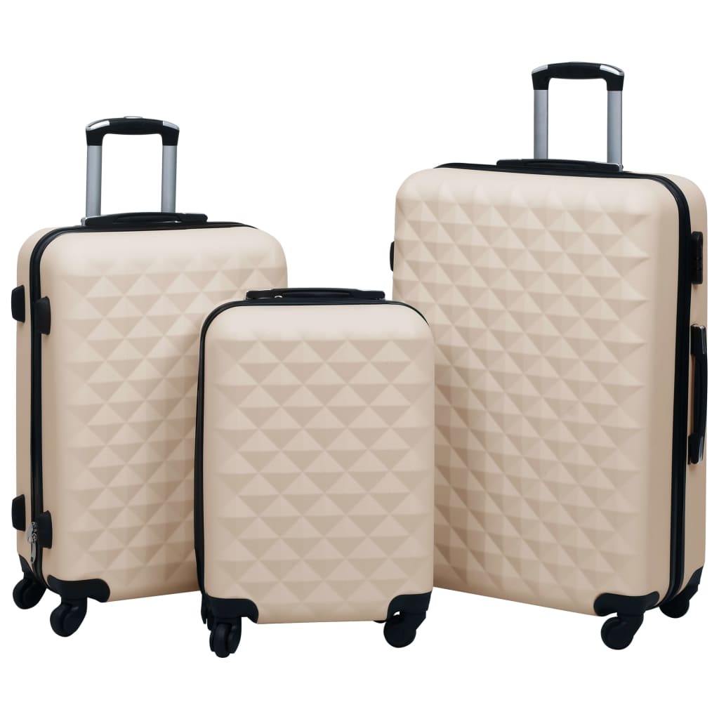 Vidaxl en 3 parties bagages durs Abs Abs Gold Colored