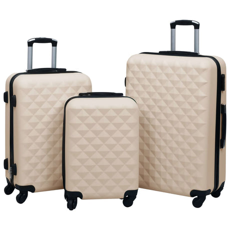 Vidaxl en 3 parties bagages durs Abs Abs Gold Colored
