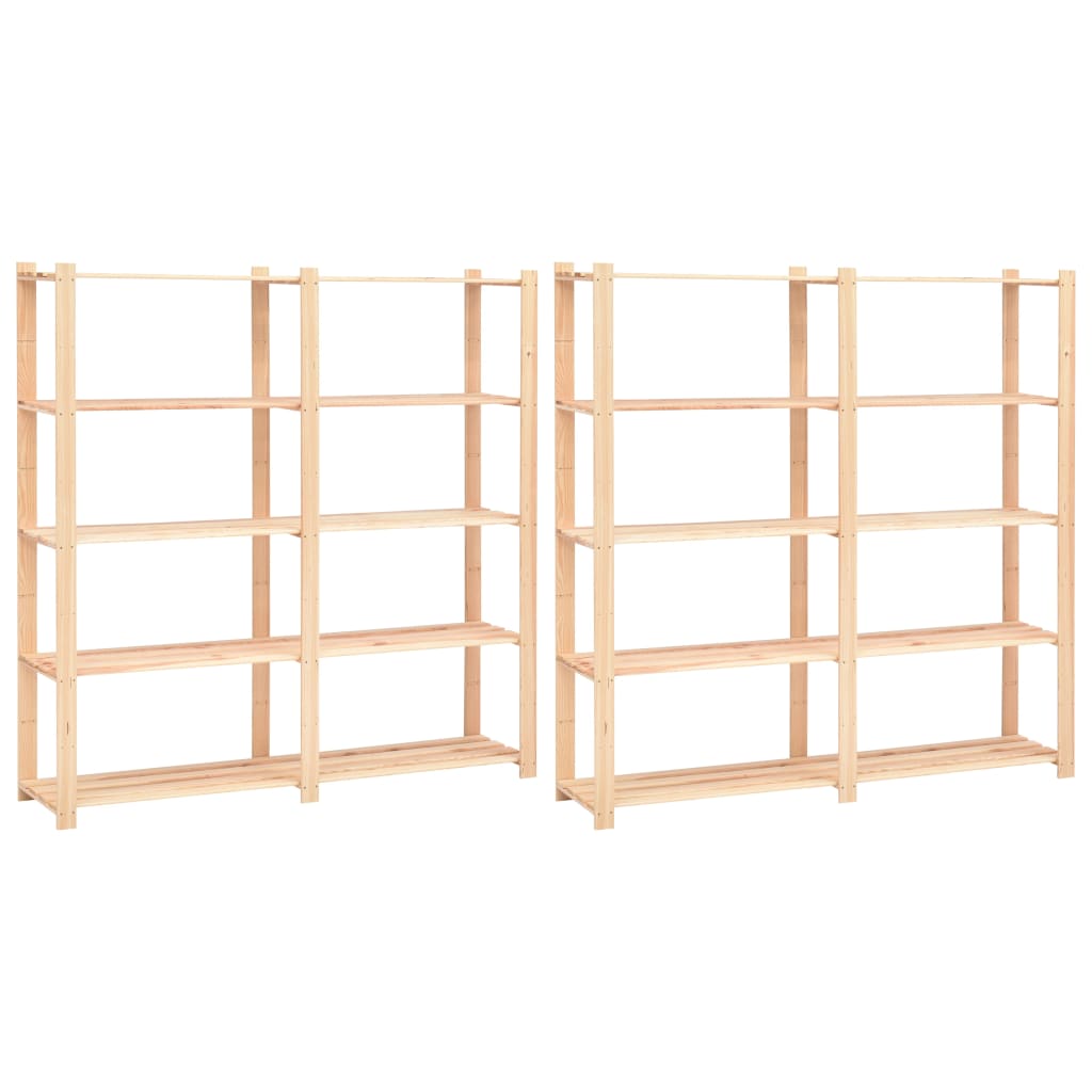 Vidaxl storage racks 5-layer 2 pcs 170x38x170 cm pine wood 500 kg