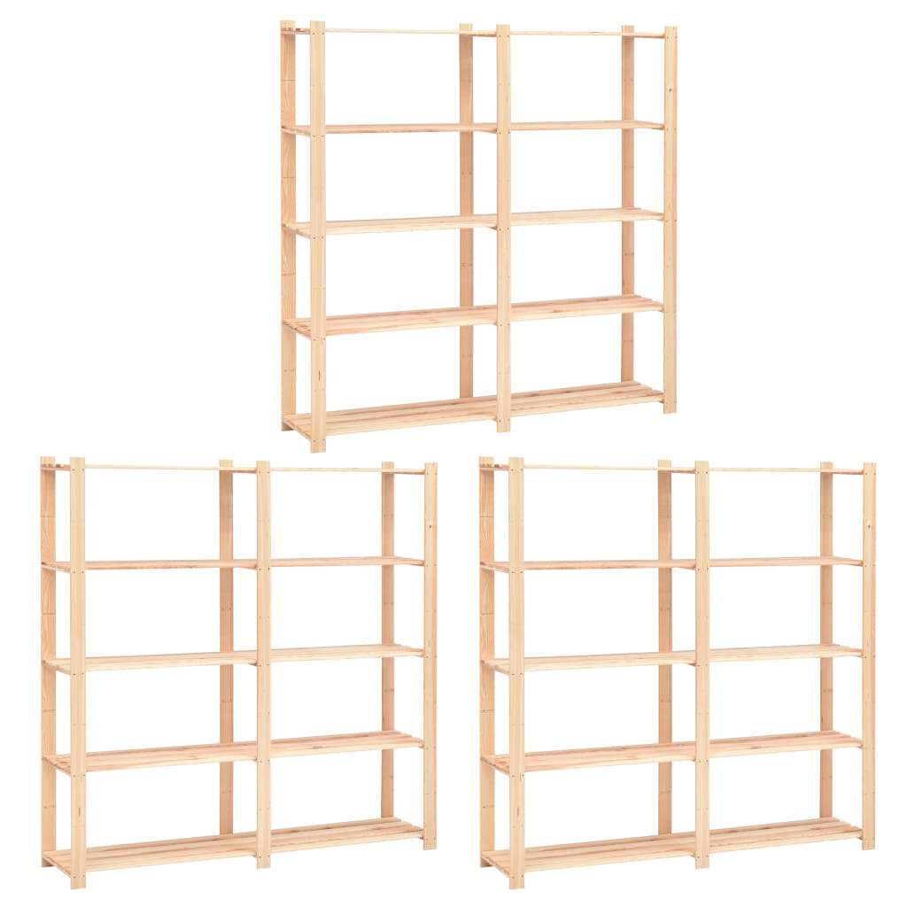 Rack di archiviazione Vidaxl 5 strati 3 pezzi 170x38x170 cm in legno di pino 500 kg