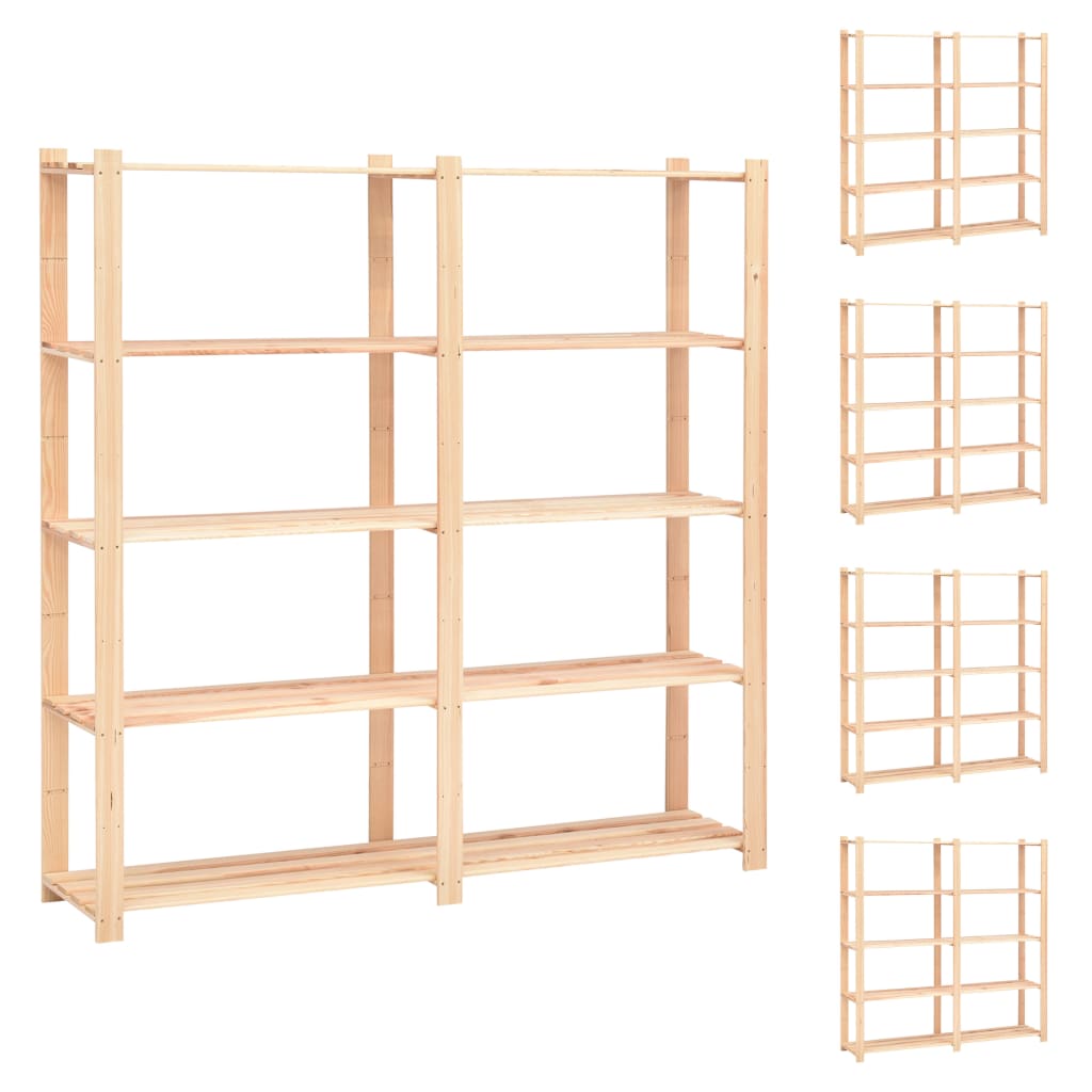 Racks de stockage Vidaxl 5 couches 5 PCS 170x38x170 cm Bois de pin 500 kg