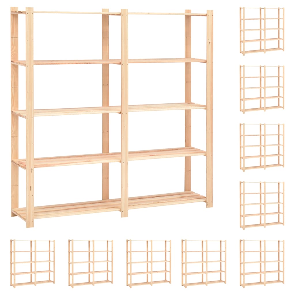 Vidaxl storage racks 5-layer 10 pcs 170x38x170 cm pine wood 500 kg